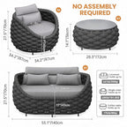 6-Piece Alumunim Outdoor Seating Set: All-Weather Patio Accent Furniture Sofa Set, Hand Woven Rope, No Assembly, Modern Garden Lounge Conversation Set for Backyard Deck Porch Poolside Hotel