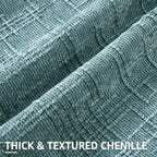 decorUhome Teal Chenille Throw Pillow Covers 22x22 Set of 2 Thick Textured Slubby Couch Pillow Covers Farmhouse Accent Modern Neutral Decorative Pillow Cases for Bed Sofa Living Room