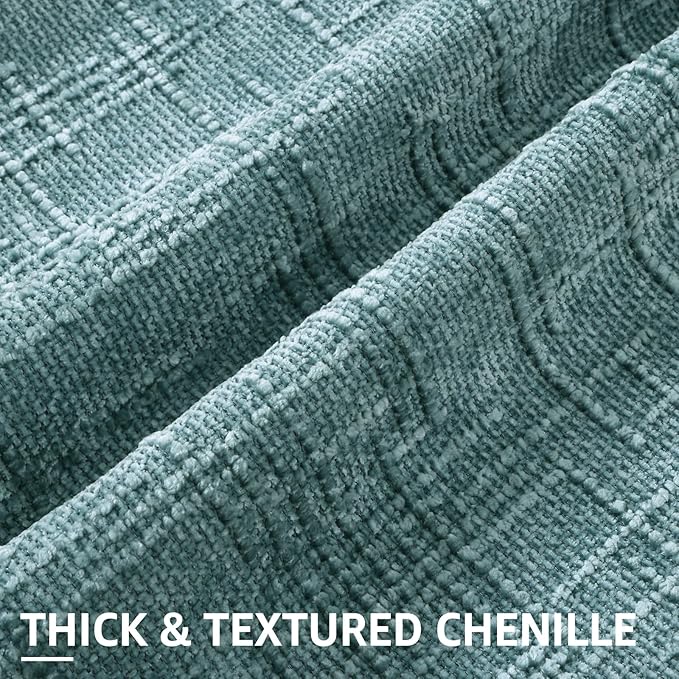 decorUhome Teal Chenille Throw Pillow Covers 24x24 Set of 2 Thick Textured Slubby Couch Pillow Covers Farmhouse Accent Modern Neutral Decorative Pillow Cases for Bed Sofa Living Room