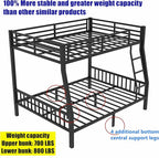 Stronger & Higher Quality Heavy Duty Bunk Bed Full XL Over Queen Size Bunkbed, Thickened Safer More Stable Steel Metal Queen Bunk Bed (Faster Assembly) (Full XL Over Queen)