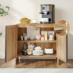 BERRYMERRY 2 Door Fluted Sideboard Buffet Cabinet with Storage, Modern Wood Cabinet with Adjustable Shelves for Living Room, Dining Room (Light Wood 2 Doors)