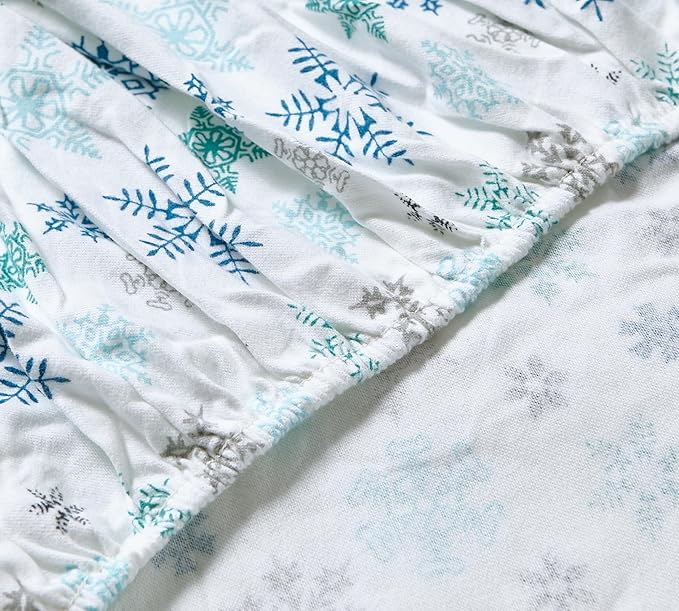 Eddie Bauer - Twin Sheets, Cotton Flannel Bedding Set, Brushed For Extra Softness, Cozy Home Decor (Tossed Snowflake, Twin)