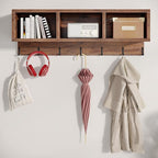 LITTLE TREE Coat Shoe Rack, Hall Tree Entryway Bench Set for Hallway, Living Room, Bedroom, Brown