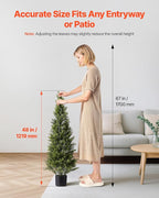 VEVOR Artificial Cedar Topiary Trees, 48 inch 2 Set Faux Pine Shrubs Plants, Fake Silk Tree Look Real, Easy Assembly for Decor Front Porch Outdoor Patio Garden Balcony Backyard Indoor Office