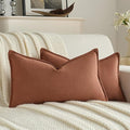 FUTEI Rust Chenille Throw Pillow Covers 12x20 Inch Set of 2,Edges Double-Stitched Lumbar Pillow Cases,Modern Home Decor for Couch Living Room