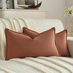 FUTEI Rust Chenille Throw Pillow Covers 12x20 Inch Set of 2,Edges Double-Stitched Lumbar Pillow Cases,Modern Home Decor for Couch Living Room