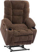 EONIX Dual Motor Lay Flat Power Lift Recliner Chair for Elderly and Adults with Cup Holders and Charging Ports, 400lbs Electric Power Recliner Lift Chair with Heat and Massage, Coffee, Brown