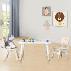 Adjustable Kids Table Chairs Set – Graffiti Desktop, Multi-Activity Height-Adjustable Toddler Study Desk for Ages 3-8 – Ideal for Home, Classroom, Daycare (B-Brown, 2 Chairs-31.5" L x 23.6" W)