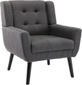 Dolonm Midcentury Modern Accent Chair with Arms, Upholstered Fabric Reading Side Chair Tufted Back Decorative Wingback Chair for Living Room Bedroom (Dark Grey)