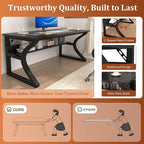 AZN Computer Desk, 55'' Computer Desk, Home Office Desks w/Storage, Home Office Desks w/U-Size Metal Frame for Home Office Bedroom, Study Writing Work Table w/Water-Resistant, Scratchproof Surface
