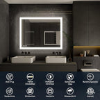ISKM Framed LED Mirror for Bathroom 20"x28", Dimmable LED Bathroom Mirror with Lights, Anti-Fog, Front and Backlit Lighted Mirror 3-Colors, Shatterproof, Memory Function