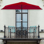 Half Umbrella - 9 ft Patio Umbrella with Easy Crank - Outdoor Patio Shade - Small Canopy for Balcony, Table or Deck by Pure Garden (Red)