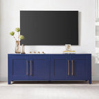 Henn&Hart Rectangular TV Stand for TV's up to 75" in Dark Blue, for Home, Living Room, Bedroom, Entertainment Room, Office