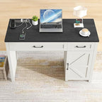 Vabches Farmhouse 47" Executive Desk, Computer Desks with Drawers and Storage Cabinet, Workstation Computer Desk for Home Office, Study.(Black).