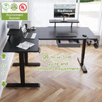 Radlove 63-Inch Large Electric Height Adjustable Computer L-Shaped Desk with Memory Controller Corner Standing Desk Modern Workstation with Splice Board Ergonomic Desk (Black Frame + Black Top)