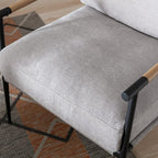 Mid-Century Accent Chair, Soft Armchair Chenille Fabric Lounge Chair with Black Metal Legs, Upholstered Leisure Chair for Living Room Bedroom Reception Room, 1PC, Grey
