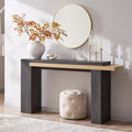 OKD 63 Inch Modern Entryway Console Table, Solid Geometry Accent Sofa Table Behind The Couch, Narrow Console Table for Entryway, Hallway, Living Room, Foyer, Natural Oak with Dark Alder