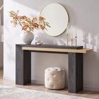 OKD 63 Inch Modern Entryway Console Table, Solid Geometry Accent Sofa Table Behind The Couch, Narrow Console Table for Entryway, Hallway, Living Room, Foyer, Natural Oak with Dark Alder