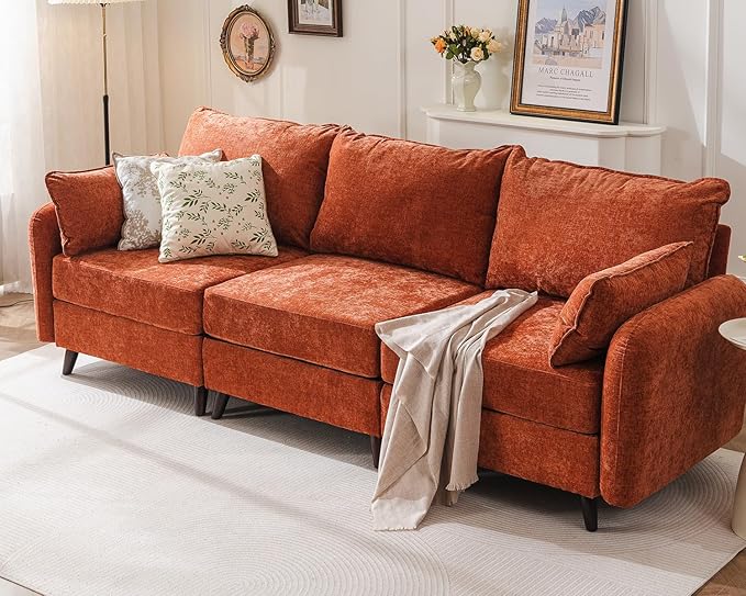 104'' Modular Sectional Sofa with All Seats Storage,Oversized 3-Seater Comfy Cloud Couches with Deep Seat,Big Couch for Living Room,Bedroom,Velet,Orange