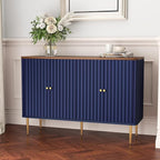HLR Sideboard Buffet Cabinet, 48" Modern Accent Cabinet with 4 Door and Removable Shelves, Credenza with Storage for Living Room, Dinning Room, Entryway, Blue