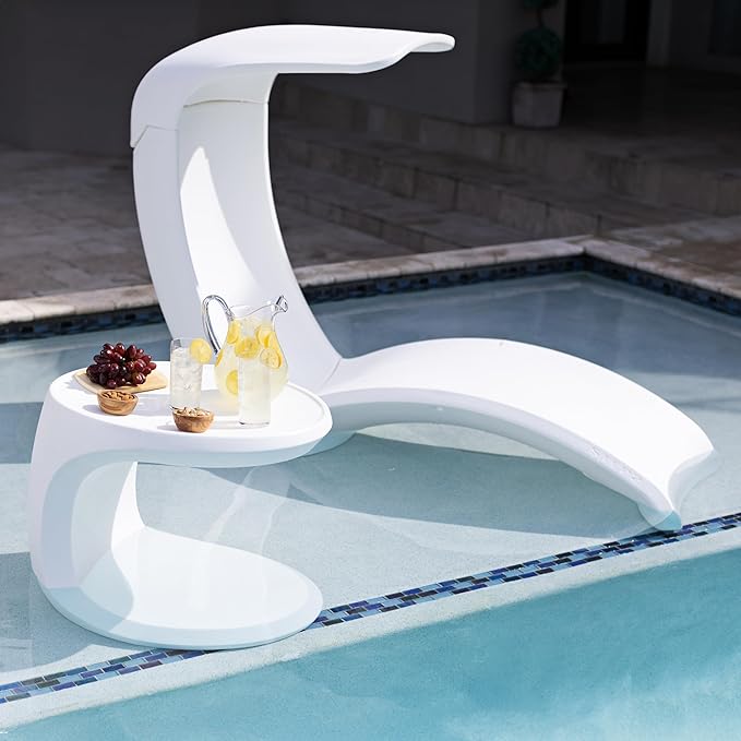 Step2 Mondello In-Pool Side Table, Outdoor/Indoor Waterproof Pool & Patio Furniture, Made of Durable Plastic, White