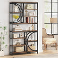 Tribesigns Bookshelf, Industrial 8-Tier Etagere Bookcases, 77-Inch Tall Book Shelf Open Display Shelves, Wood Look Accent Shelving Unit with Metal Frame for Home Office (1, Brown/Black)