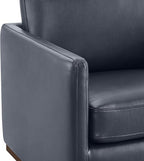 CHITA Genuine Leather Swivel Accent Chair, FSC Certified Mid Century Modern Arm Chair for Living Room and Bedroom, Fully Assembled, Navy
