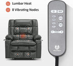 MCombo Dual Motor Power Lift Recliner Chair for Elderly, Lay Flat Lift Chair with Heat and Massage, Extra Wide Lift Recliner for Big People, Cup Holders, Faux Leather R7897 (Grey, Medium-Wide)
