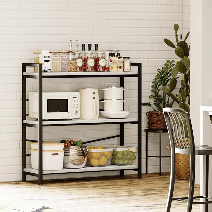 Book Shelf, 3 Tier Bookshelf 31.49" Width, Book Shelf Storage and Organization, Wooden and Metal Industrial Bookcase, Large Book Shelves for Home Living Room Bedroom Office Storage(White)