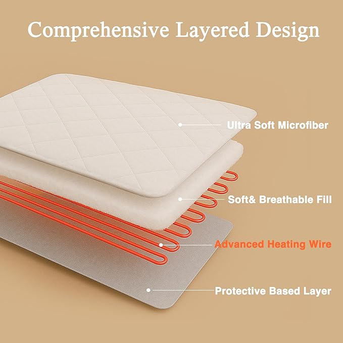 Beautyrest 3M Scotchgard Heated Mattress Pad - Electric Bed Warmer with 5 Heat Settings, 10 Hr Auto Shut Off Timer, All Around Elastic Deep Pocket, UL Certified, Machine Washable, White King