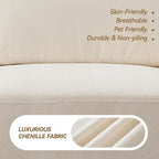143.8" Modular Sectional Sofa Modern Chenille U-Shaped Couch with Thickened Seat Cushions, Easy Assembly, Upholstered 6 Seater Couch with 2 Movable Ottomans for Living Room, White