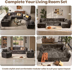 130'' Modern Modular Sectional Sofa with Ottoman, 8 Seater U Shaped Cloud Couch for Living Room, Oversized Deep Seat Convertible Sofa Set, Plush Corduroy Gray