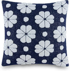 Kate Spade New York Spade Floral Decorative Pillow, 20" x 20" Throw Pillow for Bed or Sofa, Textured Polyester and Cotton Blend Cover, Navy, 20 x 20