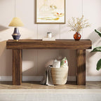 Tribesigns 63-Inch Long Console Table, Wooden Rectangular Sofa Table Behind The Couch, Farmhouse Entryway Table for Entrance, Hallway, Living Room (Rustic Brown)