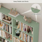 FOTOSOK 6-Tier Open Bookcase and Bookshelf, Freestanding Display Storage Shelves Tall Bookcase for Bedroom, Living Room and Office, Green