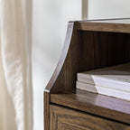 Florence 22 Inch 2 Drawer Open Top Side Table with USB Port - Dark Walnut