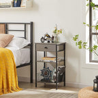 VECELO Tall Side End Table,Nightstands Shelf Storage Organizer with U-Shape Shlef Basket and Drawer for Telephone Entryway/Living Room/Bedroom/Kitchen,Small Spaces,Hemp Gray,27.5" H,1 Set