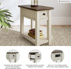 Signature Design by Ashley Bolanburg | Farmhouse Chair-Side End Table – USB Charging Ports, Drawer, Two-Tone Light Brown & Whitewash