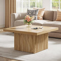 Tribesigns Square Coffee Table, 31.5-Inch Fluted Coffee Table, Mid-Century Modern Living Room Table, Large Cocktail Table for Living Room, Easy Assembly, Oak
