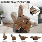 EDILLY Extra Large Power Lift Recliner Chairs for Elderly,Infinite Position Lay Flat Dual Motor Recliners Chair,with Heating and Massage, Breathable Leather,USB Ports and Remote Control(Orche)