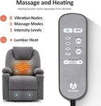 MCombo Small Power Lift Recliner Chair for Elderly, Petite Power Lift Chair with Heat and Massage for Seniors, Cup Holders, USB & Type C Ports, Fabric 7141 (Grey)