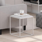 Furinno Moretti Side Table, 1-Tier Stackable Metal Frame End Table, Night Stand, Bedside Table, Toolless Assembly, for Living Room, Bedroom, Solid White