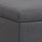 SIMPLIHOME Gabbie 36 inch Wide Contemporary Square Square Coffee Table Storage Ottoman in Slate Grey Polyester Linen, Assembled, for The Living Room, Entryway and Family Room