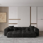 WJShome Modular Sectional Sofa,140inch Cloud Couch Deep Seat Sectional Couches for Living Room,Modern Linen Upholstered Loveseat Couch with Pillow for Home,Black