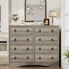 8 Drawer Dresser for Bedroom, Large Dressers & Chests of Drawers, TV Stand for 55 inch, Storage Organizer Furniture, Hallway, Entryway, Closet, Brownish Grey