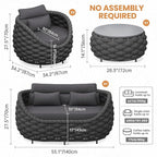 Aluminum Outdoor Seating Set: 5 Pieces Woven Rope Patio Furniture Conversation Set - Modern Deck Loveseat Set Cushioned - Assembled Metal Porch Lounge Set for Yard Garden Lanai Hotel, Dark Grey