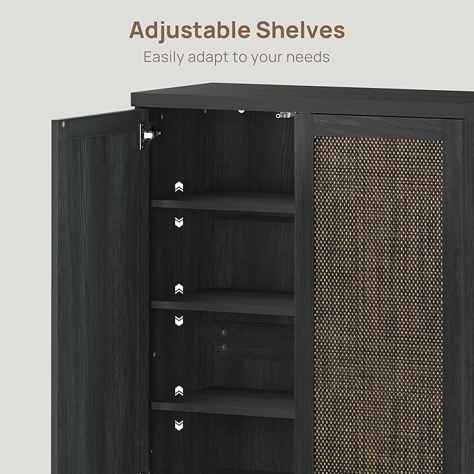 SICOTAS Rattan Shoe Storage Cabinet - Modular Shoe Cabinets with Door Tall Large Shoe Cabinet Storage for Entryway - 31.2" Wide Modular Cabinet for Hallway, Living Room