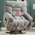 CANMOV Dual Motor Power Lift Recliner Chair for Elderly, 27" Extra-Wide Seat 450 lbs Weight Capacity Infinite Position Adjustment, with Heated Massage, Cup Holders and USB Port, Grey Fabric