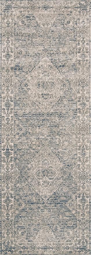 Loloi Teagan Collection TEA-04 Sky/Natural 9'-9" x 13'-6" Area Rug, Large, Soft Neutral Rug, High-Traffic for Living Room, Bedroom, Home Office, Dining Area
