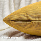 FUTEI Mustard Yellow Chenille Decorative Throw Pillow Covers 12x20 Inch Set of 2,Soft Cozy Striped Geometric Patterns Lumbar Pillow Cases,Modern Home Decor for Couch Bed Living Room